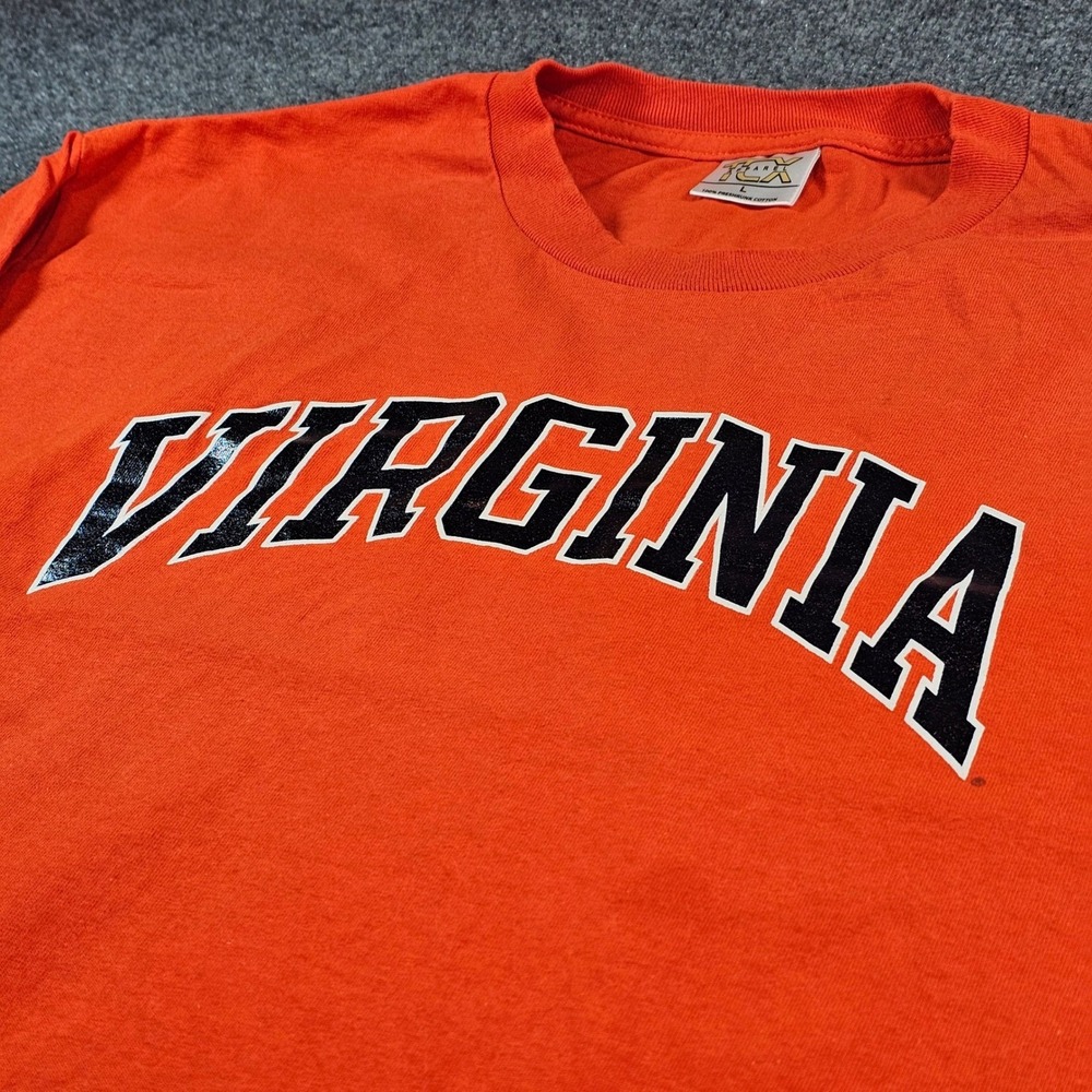 TCX The Cotton Exchange Virginia UVA Men's L Orange Long Sleeve Cotton T-Shirt
